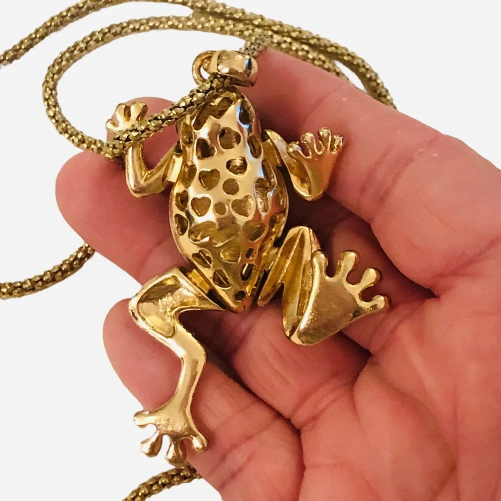 Frog Prince Rhinestone Encrusted Necklace - Picture 7 of 14